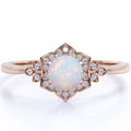 Vintage 1.75 ct Round Ethiopian Opal and Moissanite Engagement Ring in 18K Rose Gold over Silver M3121