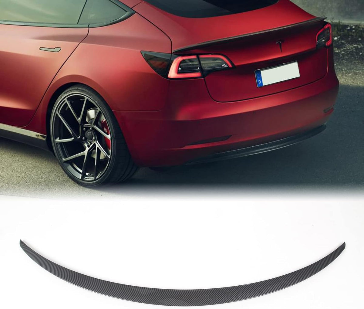 Matte Carbon Fiber Rear Trunk Spoiler for Tesla Model 3 J3628