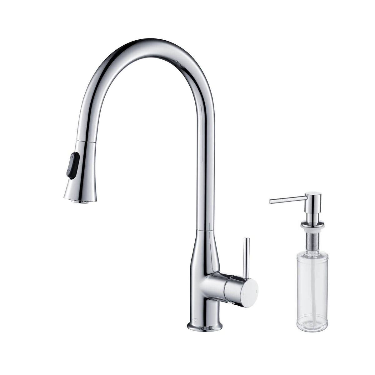 Chrome Pull Out Single Level Kitchen Faucet with Sprayer and Soap Dispenser C37756