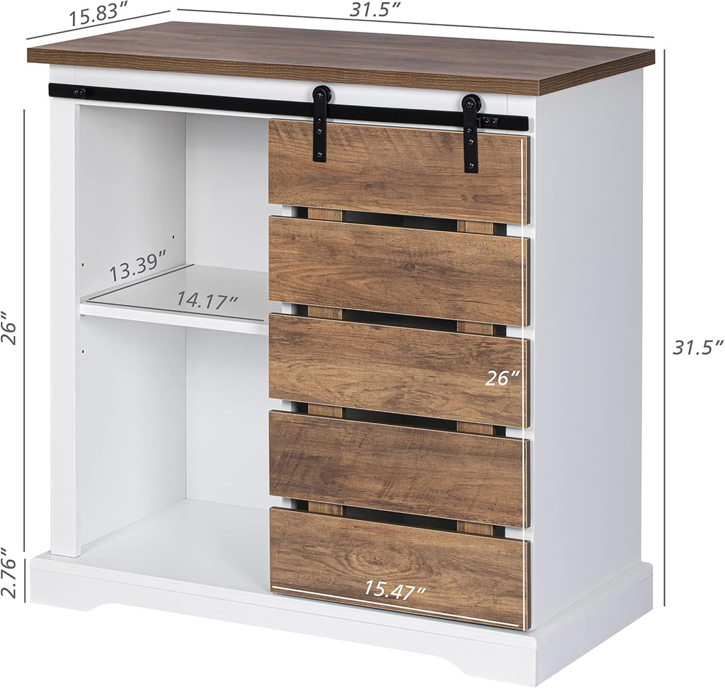 Farmhouse Sliding Slat Door Storage Console with Barn Door S911311