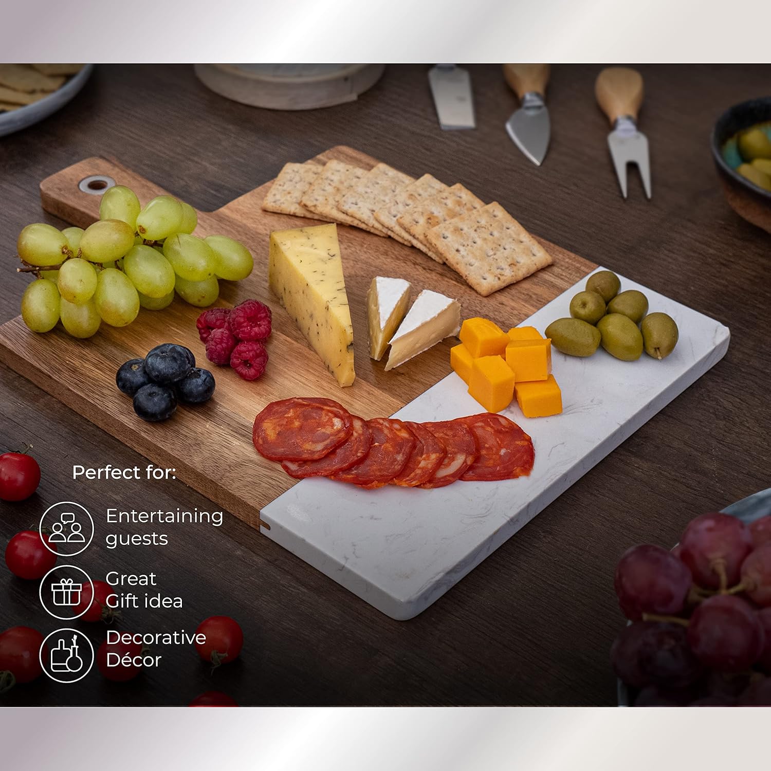 White Marble Serving Board Pack of 2 V46463