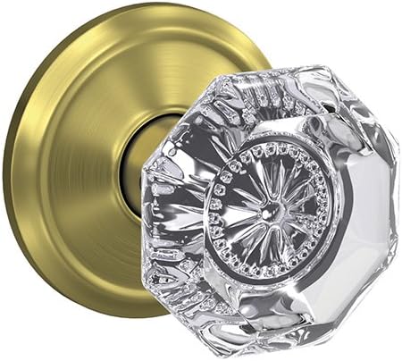 Satin Nickel Non-Turning Glass Knob with Trim, Pack of 2 B673727