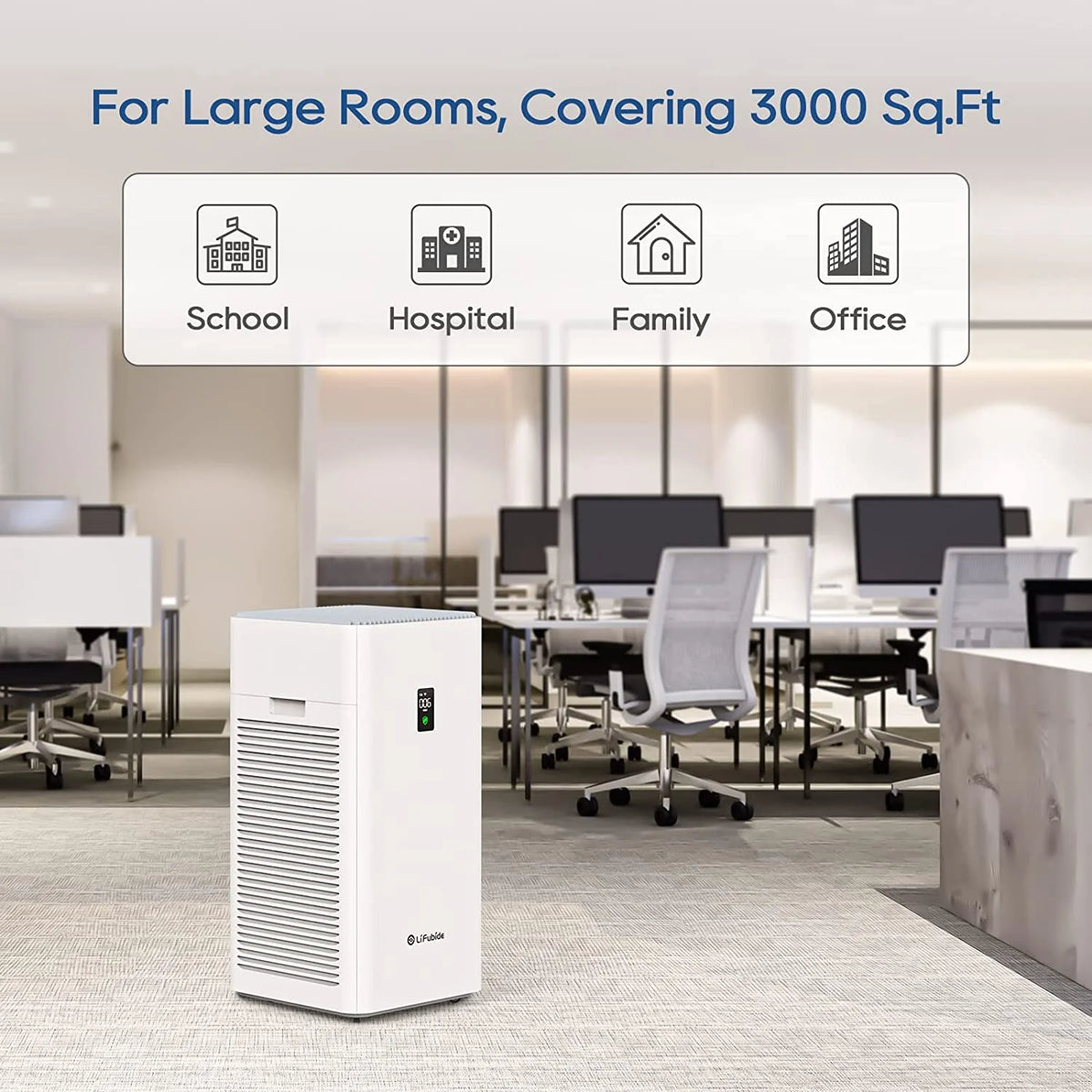 Large Room Air Purifier, H13 True HEPA, 4555 Sq.Ft Coverage, 2 Sets Filter F756198