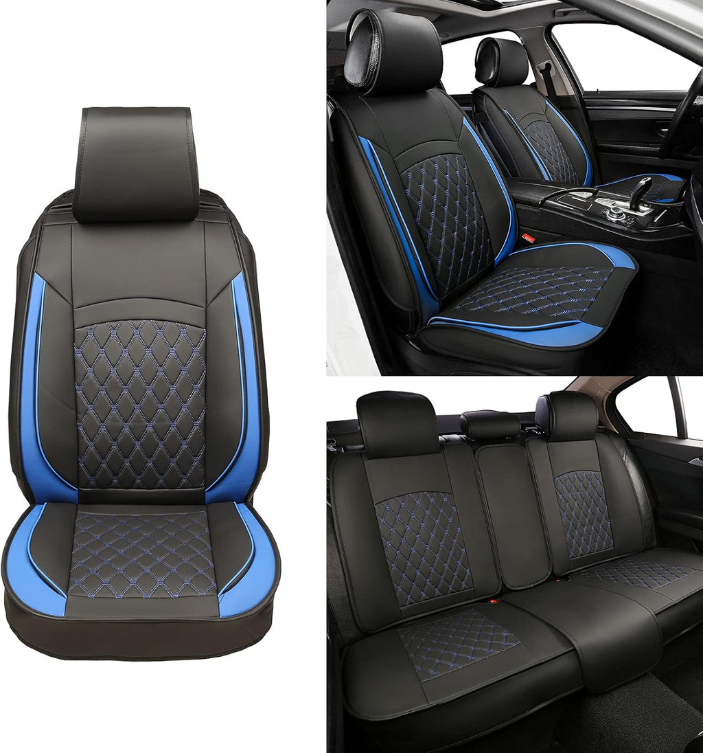 Black and Red Leather Car Seat Covers with 2 Backseat Storage K6646