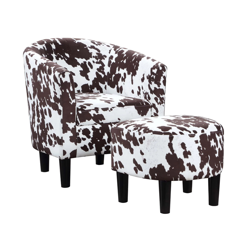 Brown Cow Print Accent Chair with Ottoman P10592