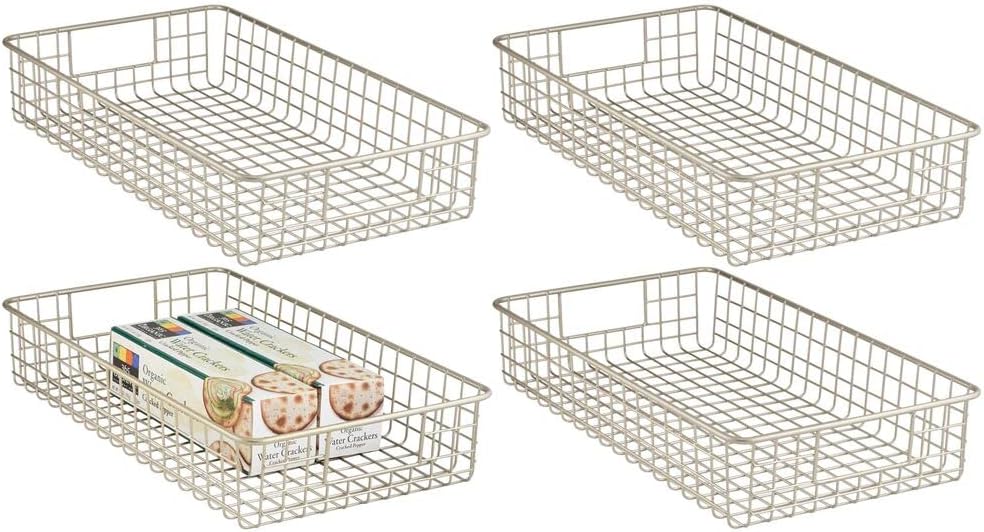 Satin Metal Wire Cabinet Organizer Bins 4 Pack H68880
