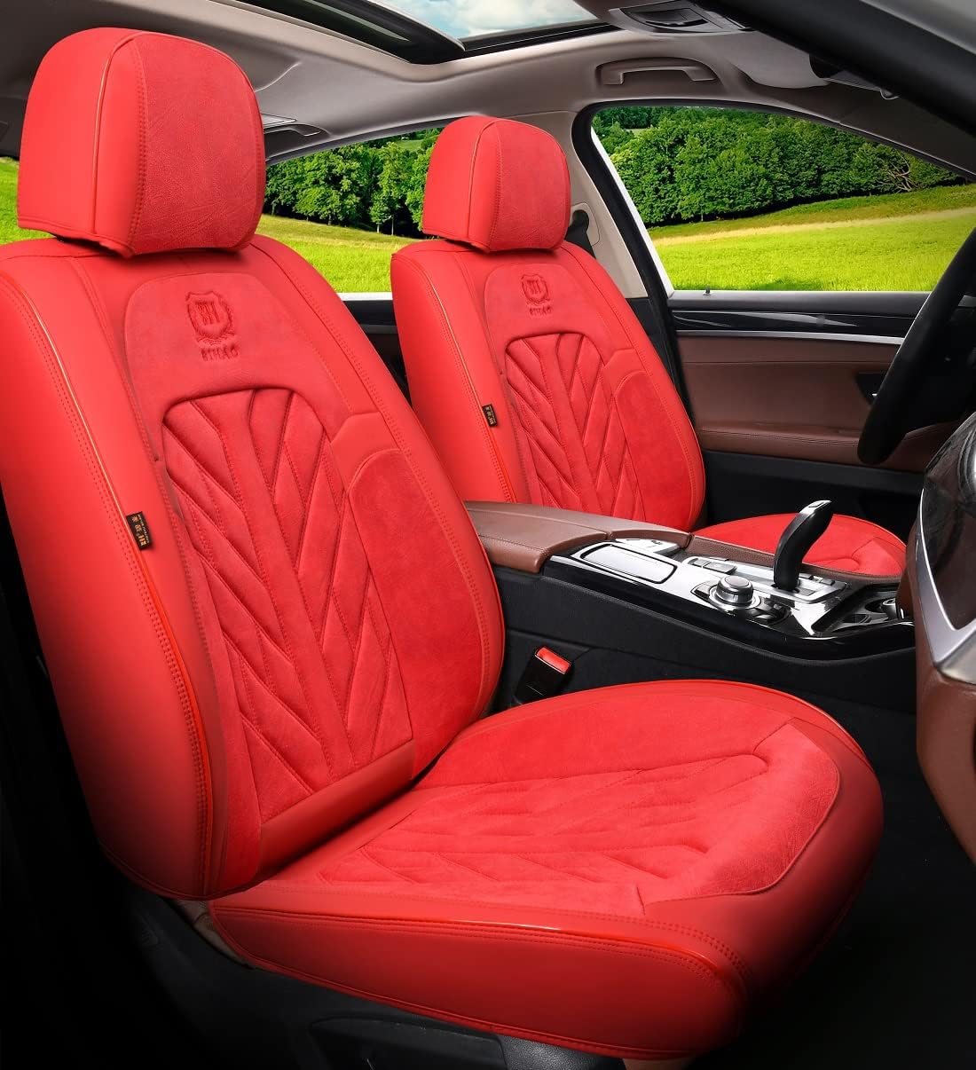 Pink-White Universal 5-Seater Full Set Car Seat Covers P5078