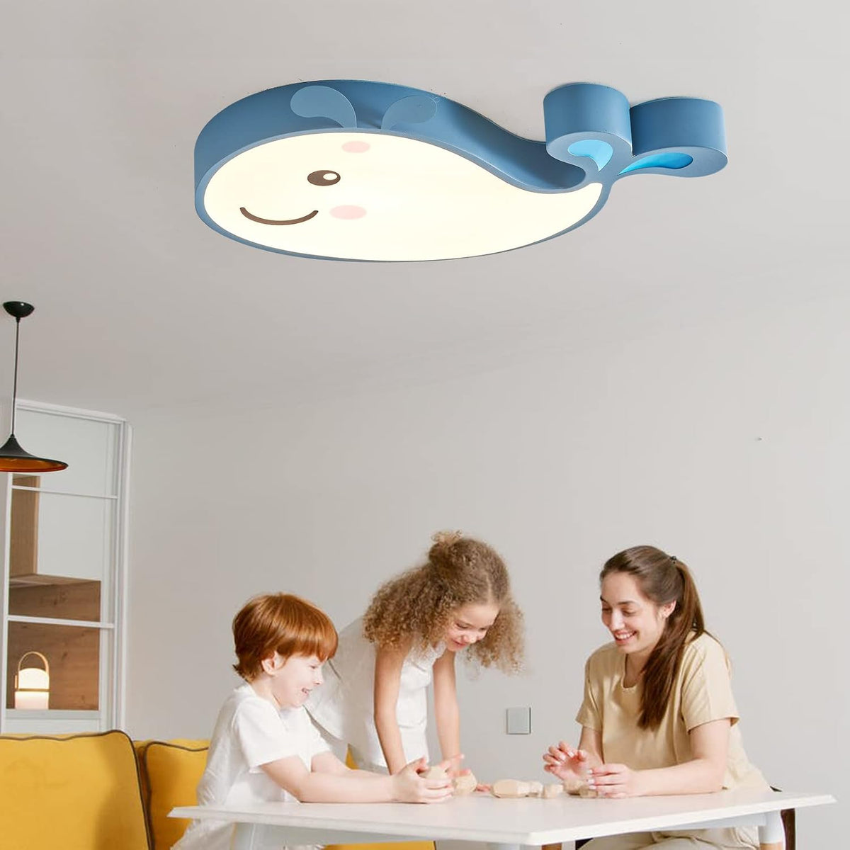 Blue Cartoon Whale Flush Mount Ceiling Light V712289