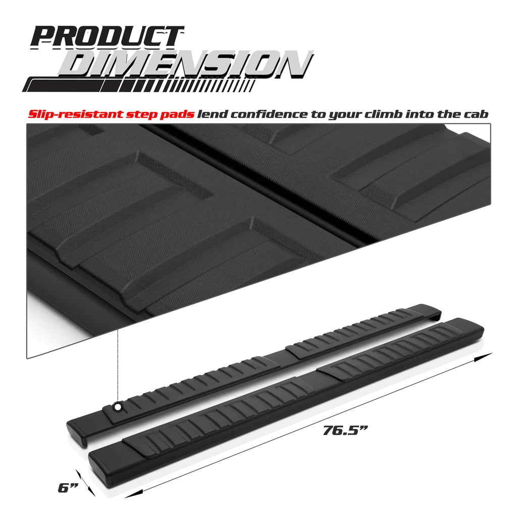 Black 6" Side Step Nerf Bars Running Boards C84164