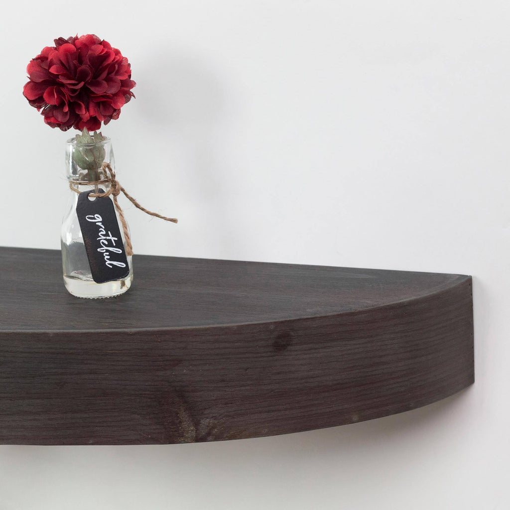 Large Round Wood Floating Wall Shelf Black G480904