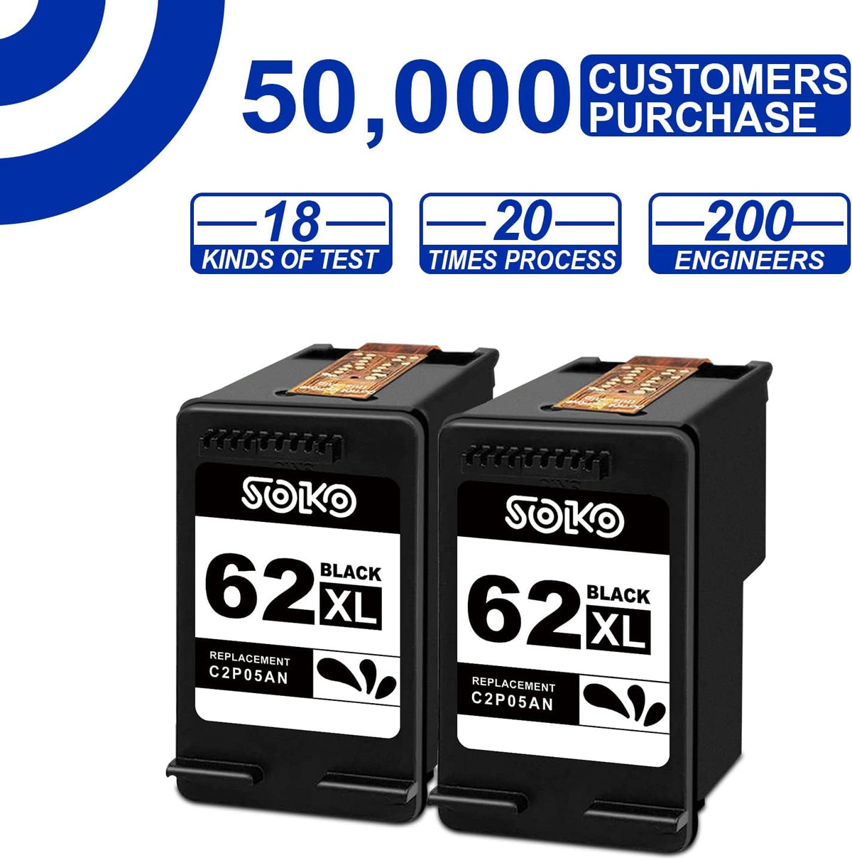 Remanufactured Ink Cartridges 62XL Black Pack of 2 K51577