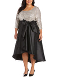 Plus Sequined Mixed Media Midi Dress X839815