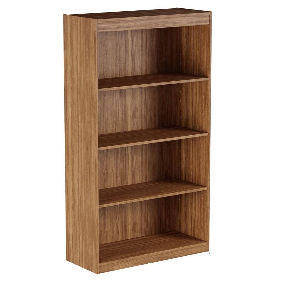 Brown Woodgrain 4-Shelf Bookcase with Adjustable Shelves S54337