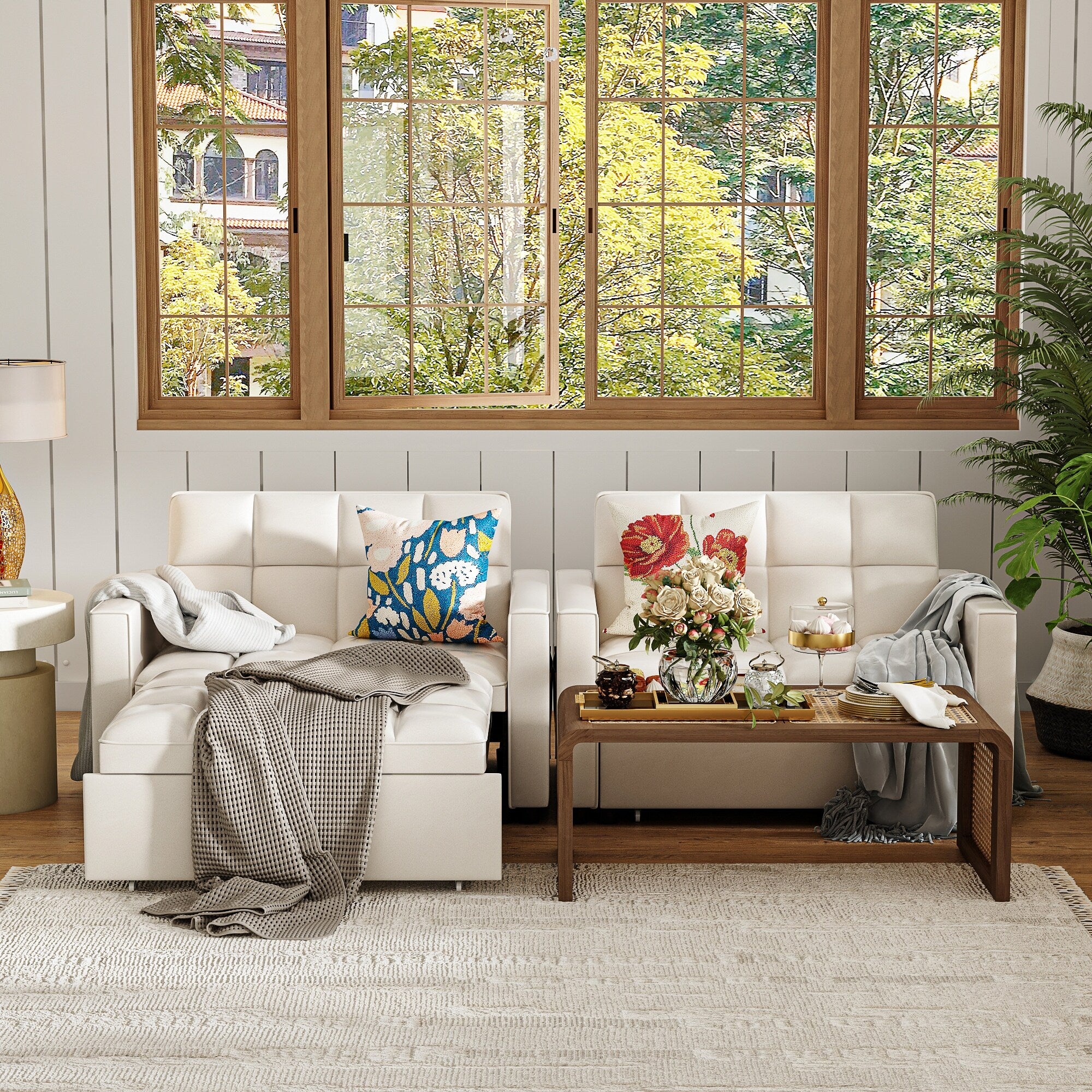 Adjustable Backrest Futon Sofa Y1627