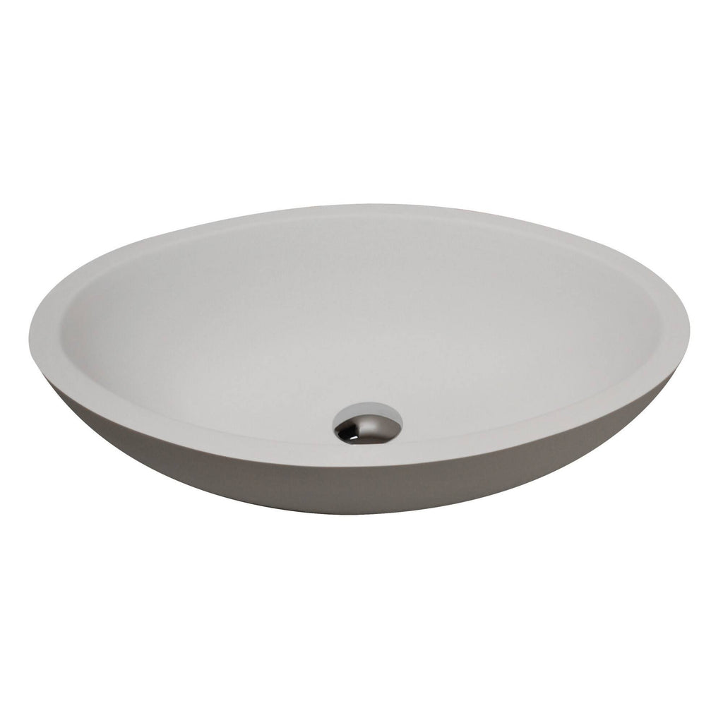 Matte White Man Made Stone Vessel Sink with Brushed Nickel Faucet H24330