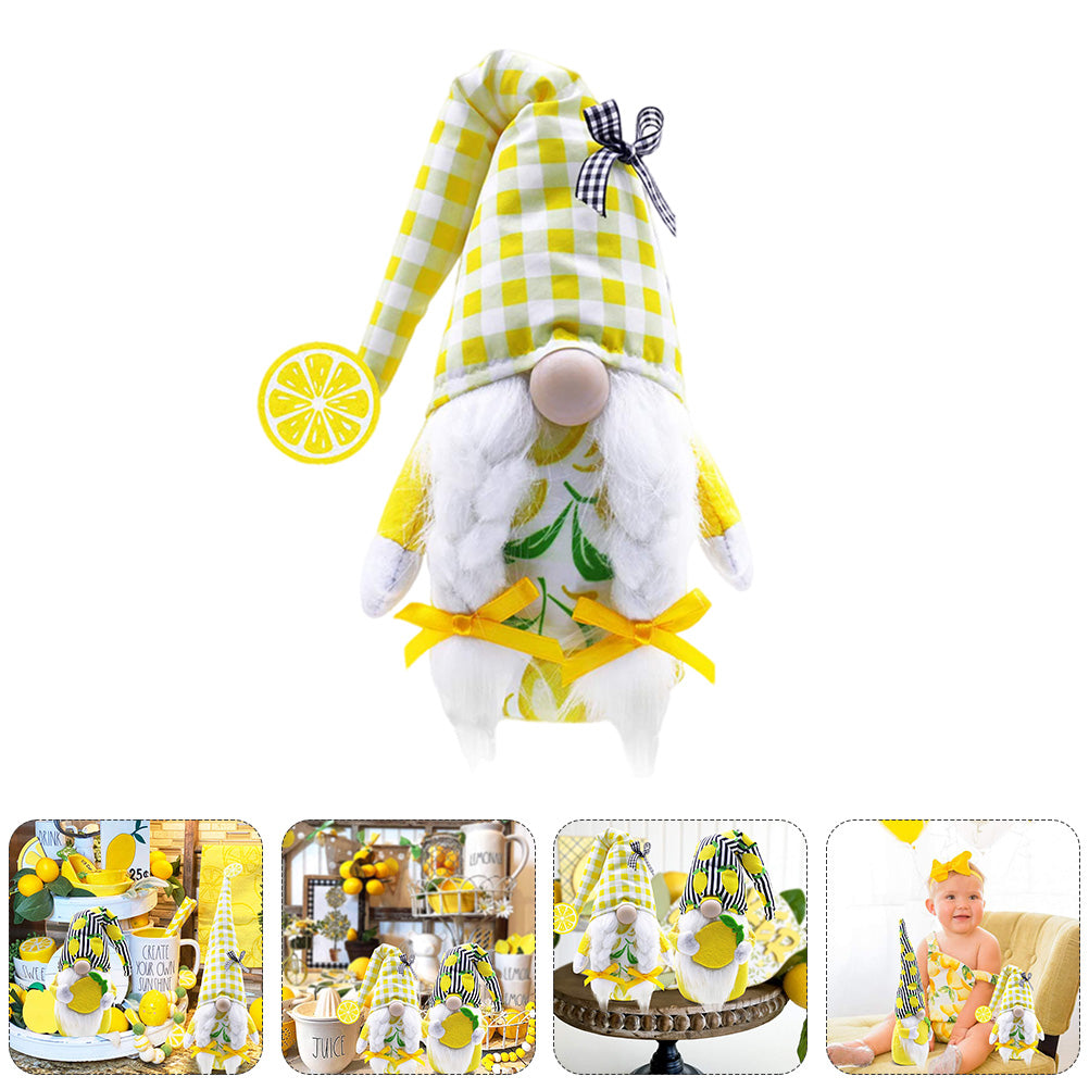 Lemon Pattern Plush Gnome Doll G3817