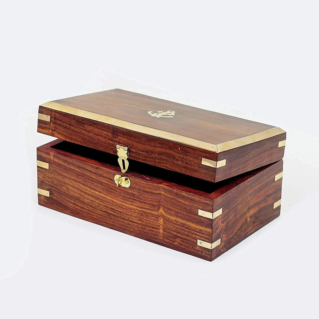 Antique Nautical Wooden Anchor Jewelry Box, Pack of 2 U647569