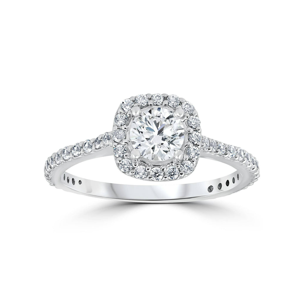 10K White Gold Halo Ring with Lab Grown Diamond T180