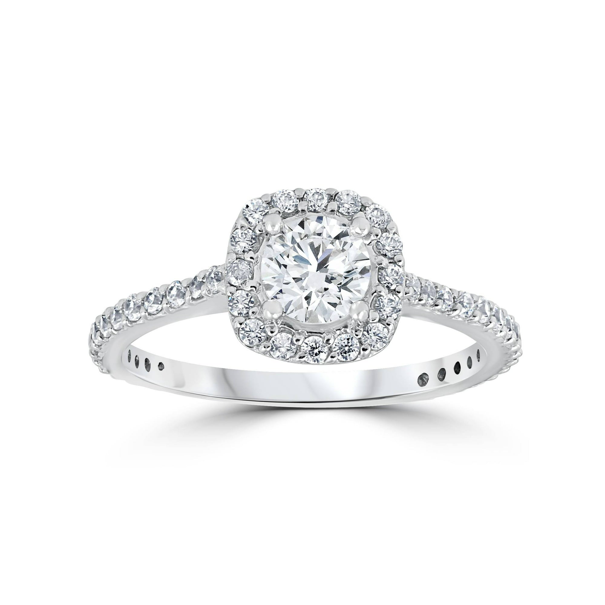 10K White Gold Halo Ring with Lab Grown Diamond T180