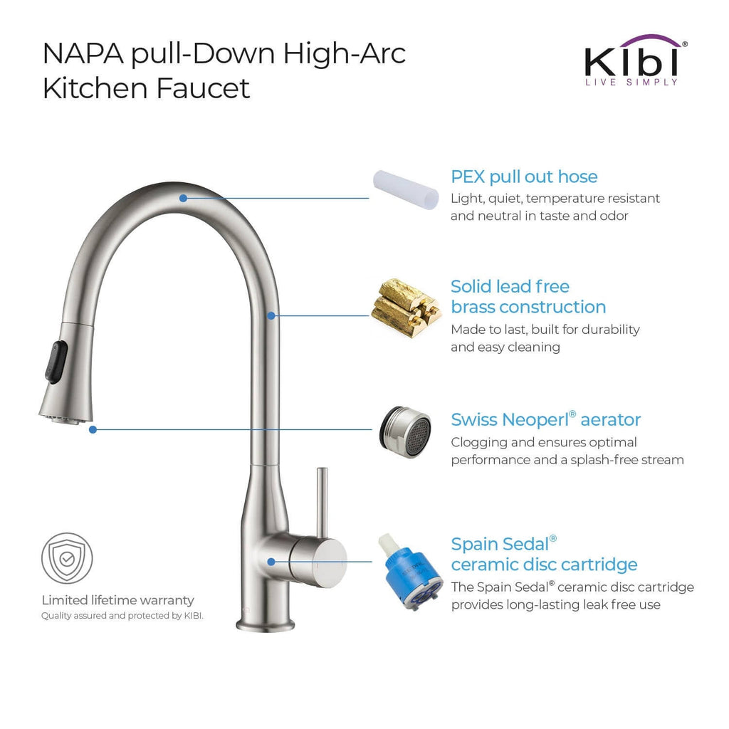 Chrome Pull Out Single Level Kitchen Faucet with Sprayer and Soap Dispenser C37756