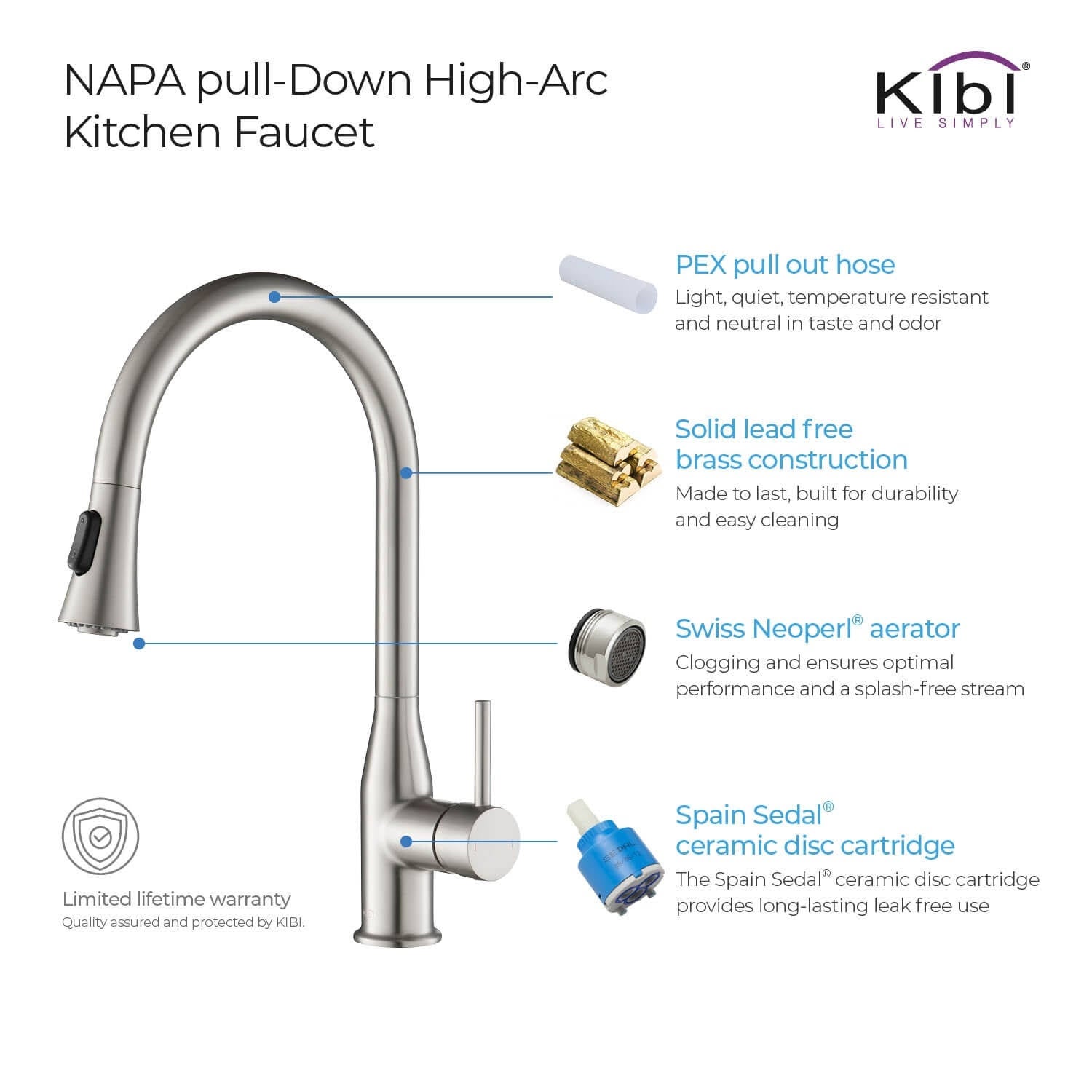 Chrome Pull Out Single Level Kitchen Faucet with Sprayer and Soap Dispenser C37756