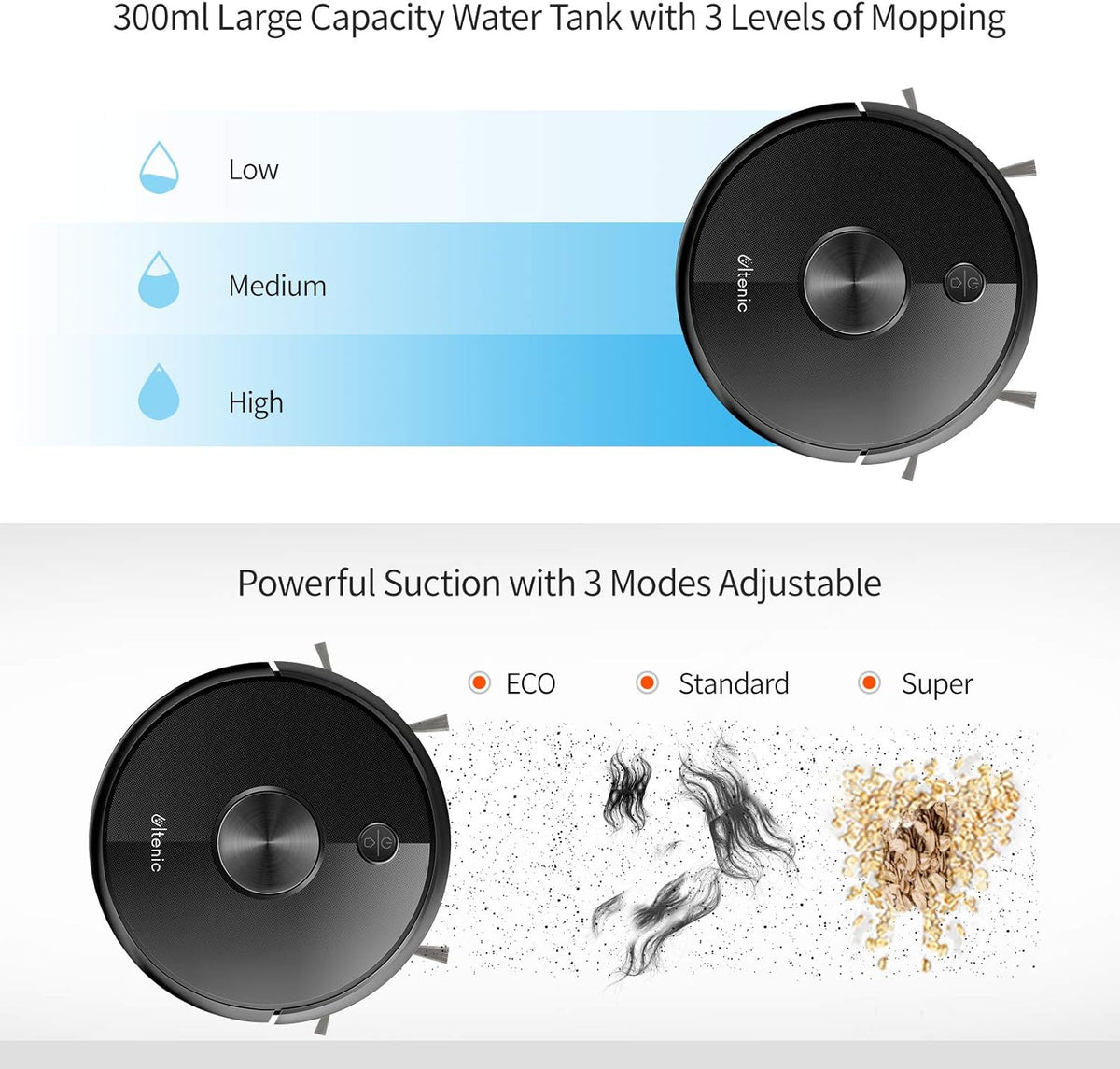 Robot Vacuum Cleaner and Mop, 3000Pa Suction, 150Mins Runtime M234706