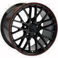 17 inch Gloss Black with Red Band 17x9.5 Rim R347