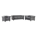 Gray Velvet Sofa Loveseat Armchair Set F823