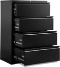 Black 4 Drawer Metal Lateral File Cabinet with Lock C7781