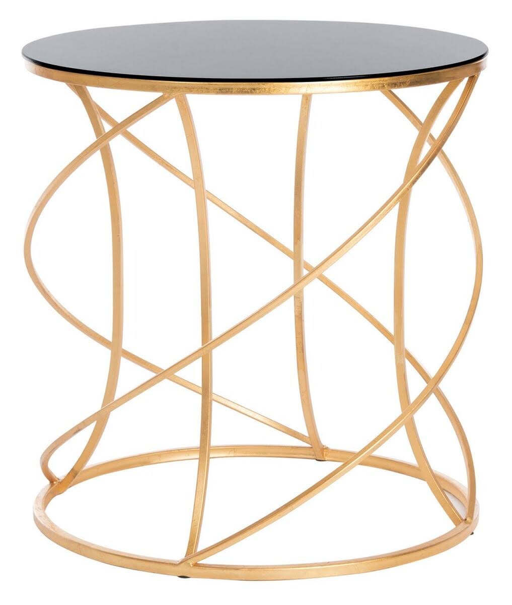 Gold/Black Glass Accent Table F29048