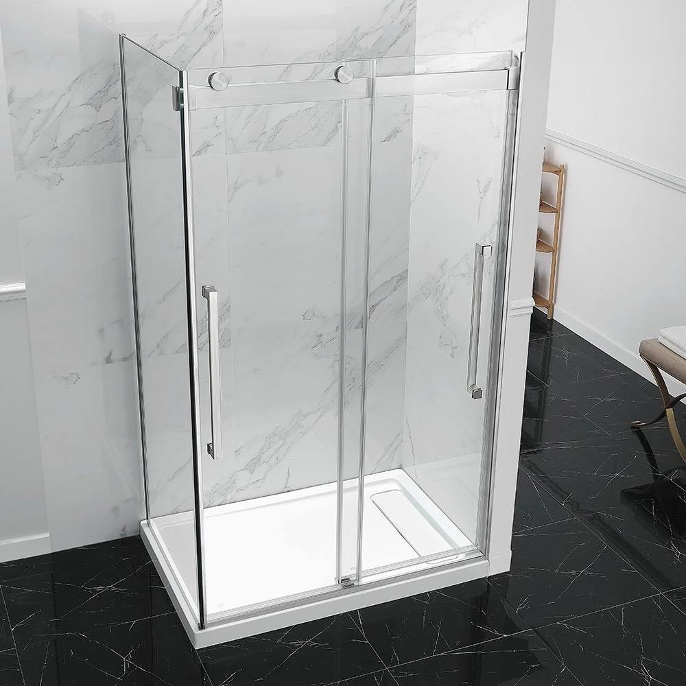 Frameless Sliding Shower Door with Side Panel F30559