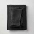 Full 100% Washed Hemp Solid Sheet Set Washed Black B206
