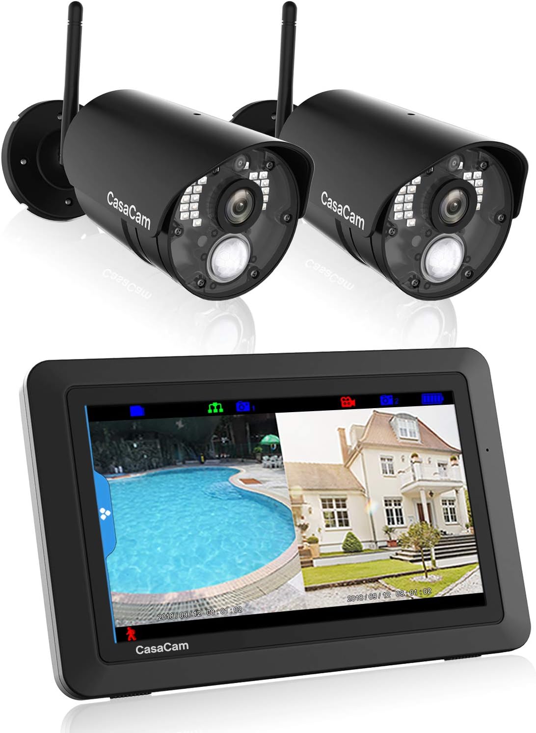 Wireless Security Camera System with 7 Touchscreen and HD Nightvision Cameras, AC Powered (2-cam kit) Z922
