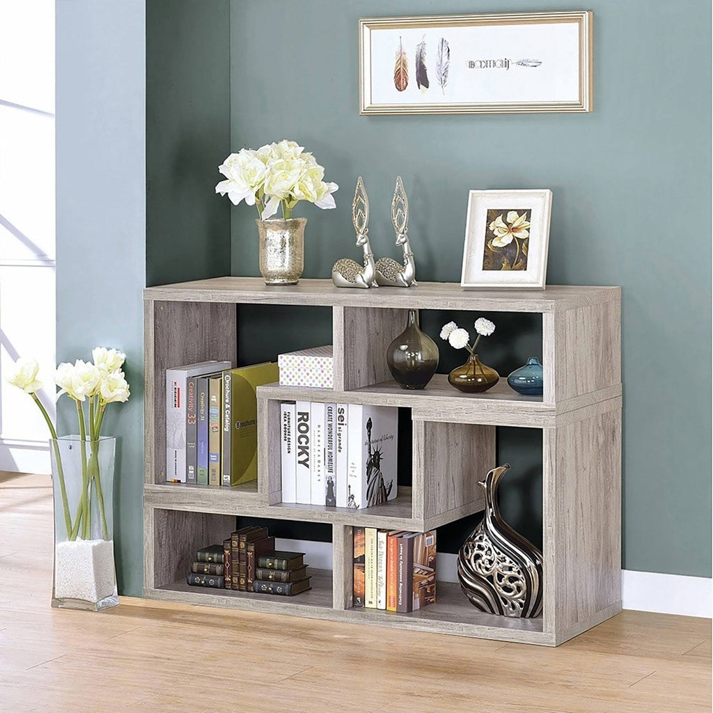 Grey Driftwood 2-Piece L-Shaped Bookcase Set A9009