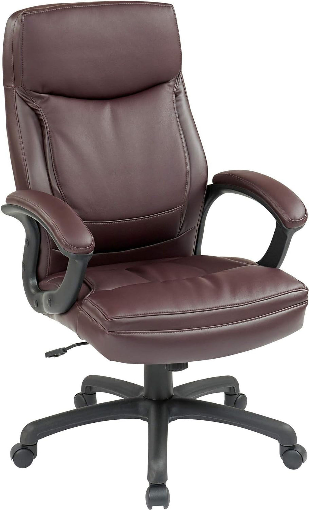 Bonded Leather High Back Adjustable Chair with Padded Seat, Burgundy V352