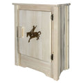 Accent Cabinet with Laser Engraved Bronc Design in Clear Lacquer Finish E474503