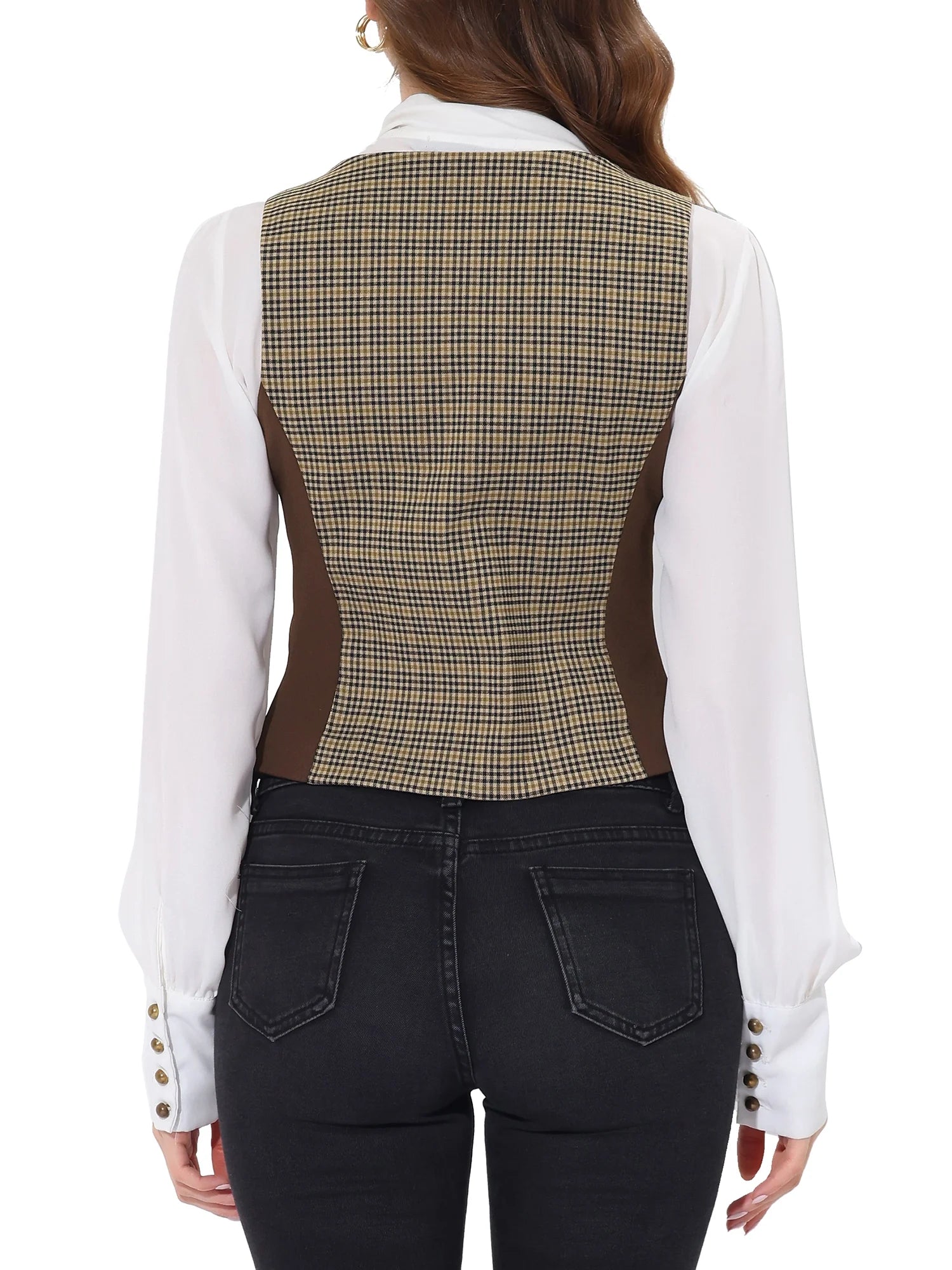 Vintage Plaid Button Down Waistcoat Vest L842