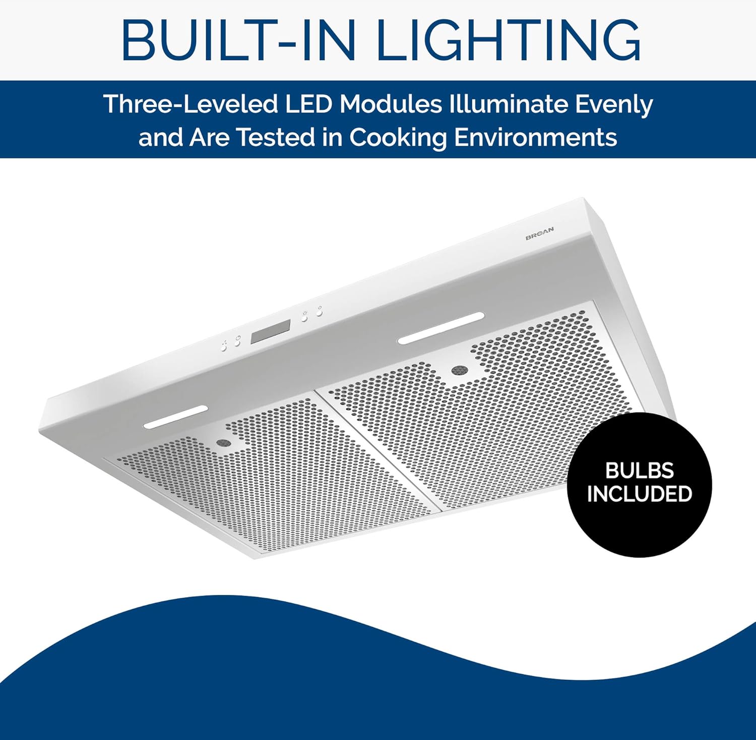 White 30-inch Under Cabinet Range Hood with Light Exhaust Fan, 400 CFM U61495