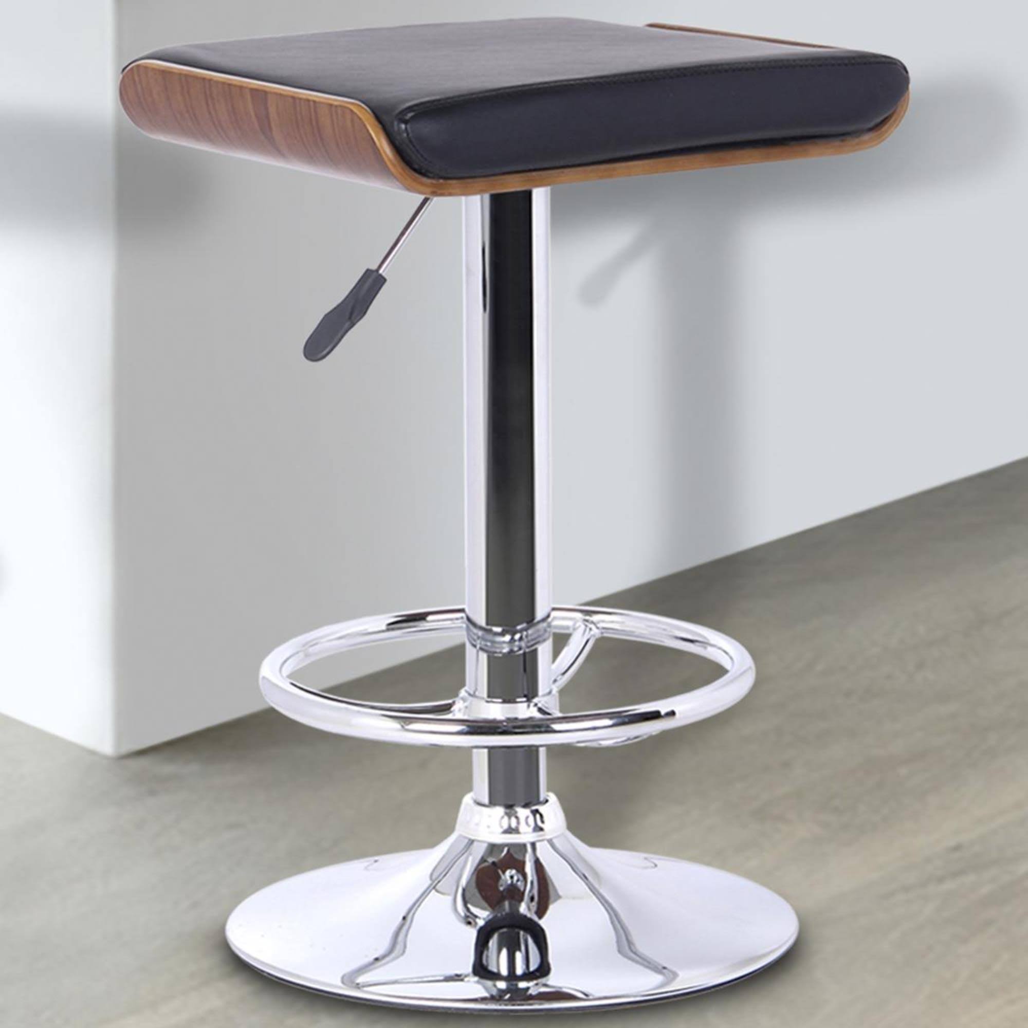 Chrome Walnut Wood Black Barstool J411303
