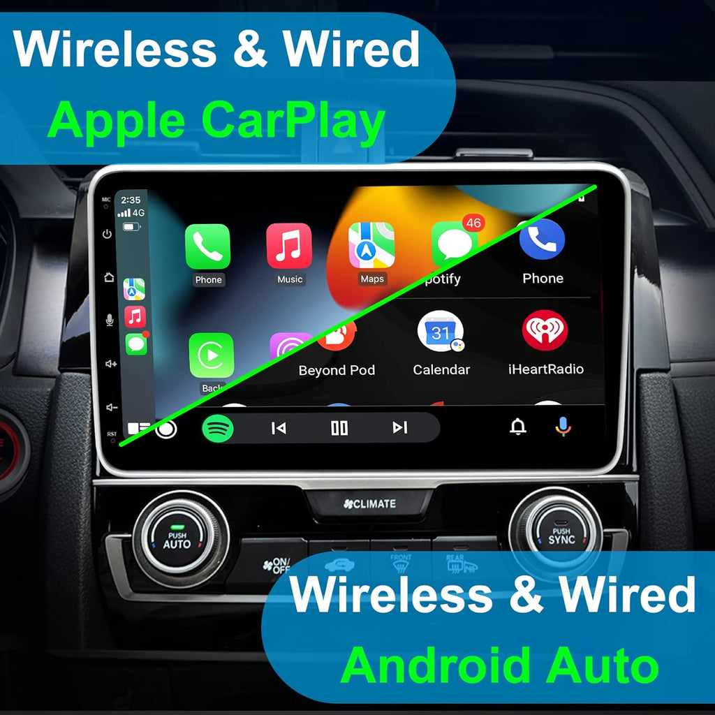 10.1 Inch Single Din Car Radio with Wireless CarPlay Backup Camera Touchscreen Head Unit R17177