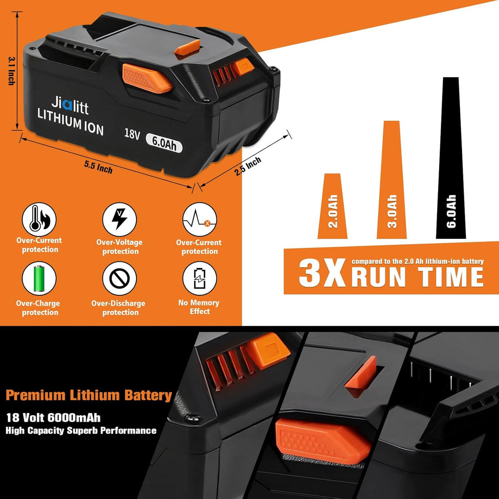 18V 6.0Ah Lithium Ion Replacement Battery (2Pack) V9069