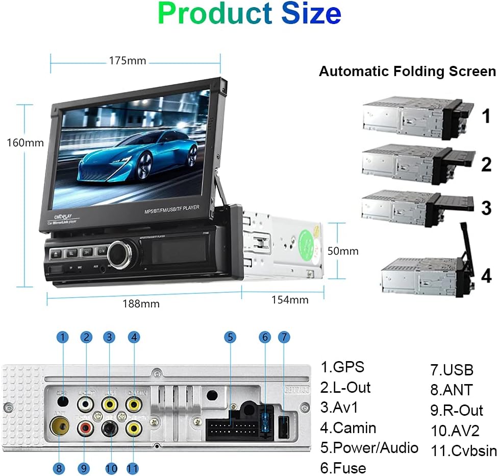 7 Inch Touch Screen Car Stereo with Backup Camera L3916