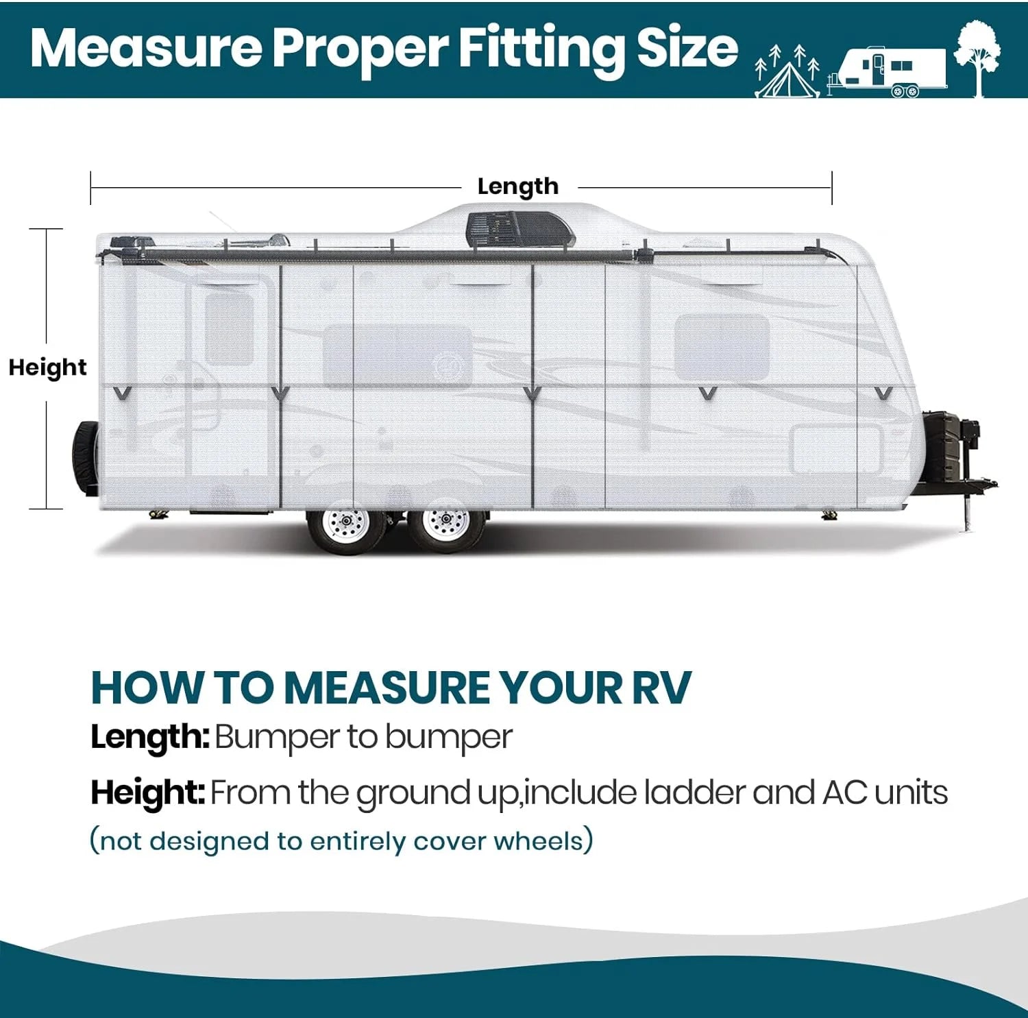 210D Ripstop Diamond Travel Trailer Cover with 4 Tire Covers P28972