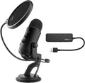 Blue Yeti Microphone with Pop Filter and 4 Port USB Hub D4022