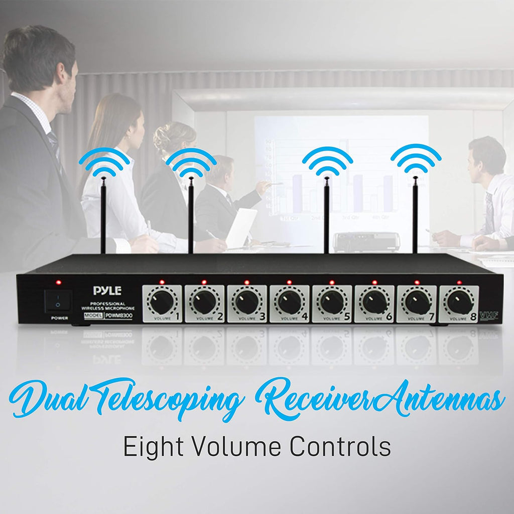 UHF Desktop Conference Microphone System with 8 Gooseneck Mics and Receiver L8161