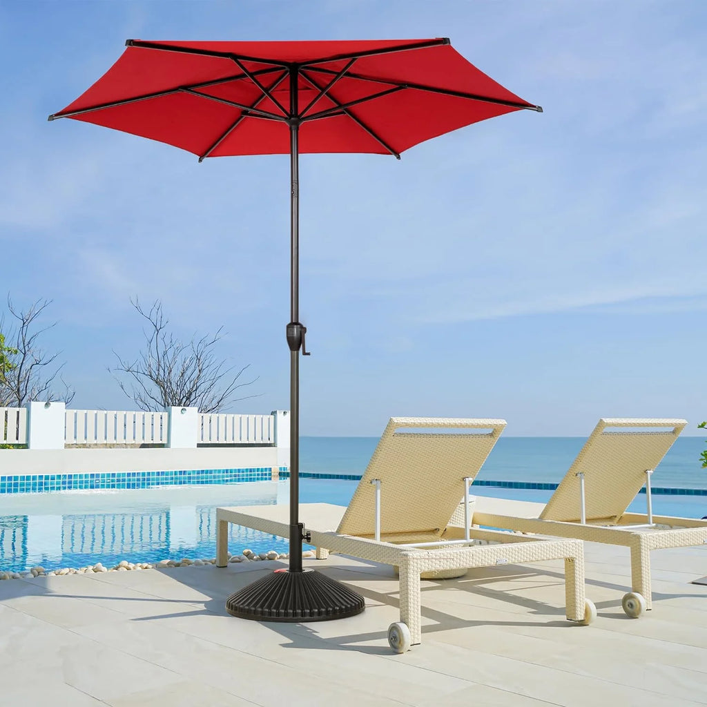 Red 7.5ft Outdoor Market Patio Umbrella with Push Button Tilt and Crank P292