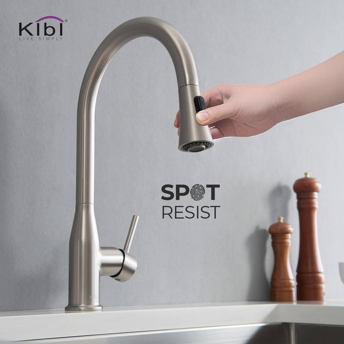 Chrome Pull Out Single Level Kitchen Faucet with Sprayer and Soap Dispenser C37756