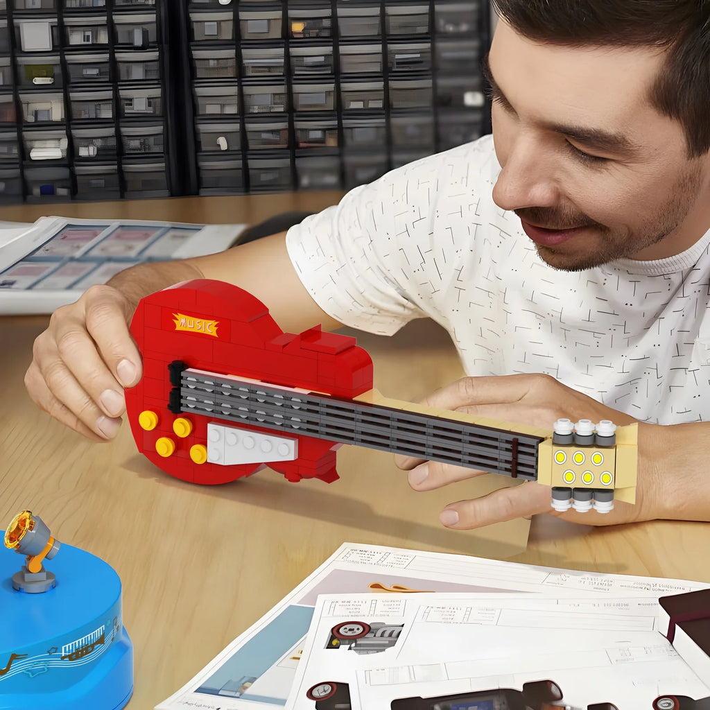 Guitar Model Building Set with Music Box Construction Creative Toys (308 Pcs) K83717