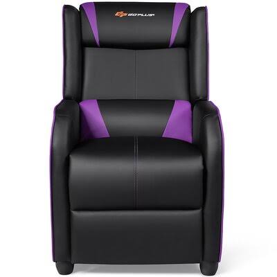 Purple/Black Faux Leather Power Standard Recliner with Massager H659291