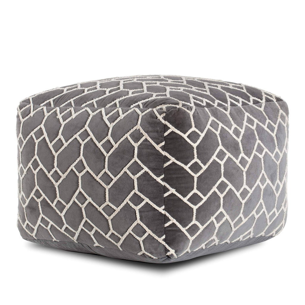 Charcoal Square Velvet Pouf N877964